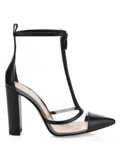 Gianvito Rossi Transparent Leather Point-toe Booties In Black