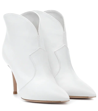 Gianvito Rossi Leather Pointed Western Booties In White