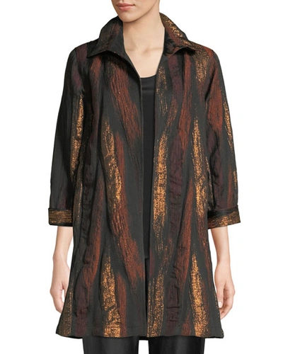 Caroline Rose Plus Size Gold Rush Jacquard Topper Jacket In Copper/black