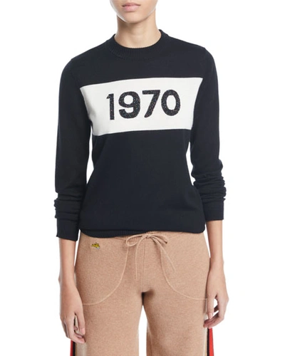 Bella Freud 1970 Sparkle Graphic Wool Sweater In Black