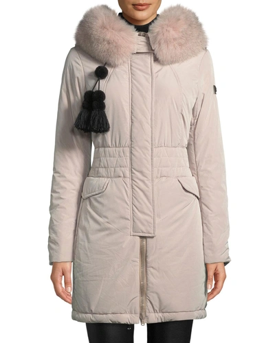 Peuterey Aponi Hooded Parka Coat W/ Detachable Fur In Gray