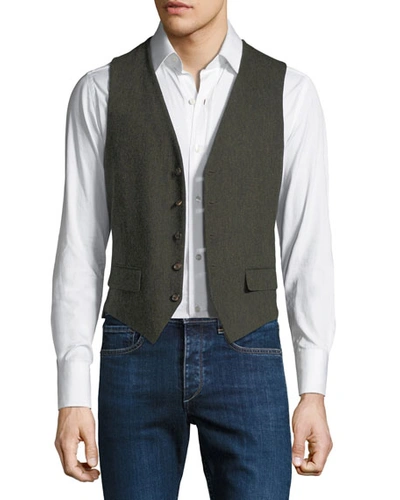 Stefano Ricci Men's Gilet Vest With Leather Details In Green