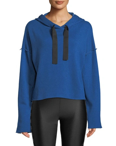Alala Stance Raw-edge Cropped Hoodie In Royal