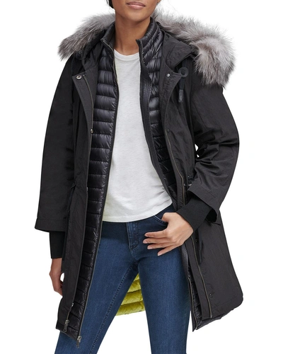 Andrew Marc Brixton Fur Trimmed Hooded Down Parka Coat In Black