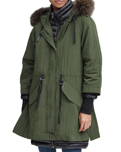 Andrew Marc Brixton Fur Trimmed Hooded Down Parka Coat In Olive