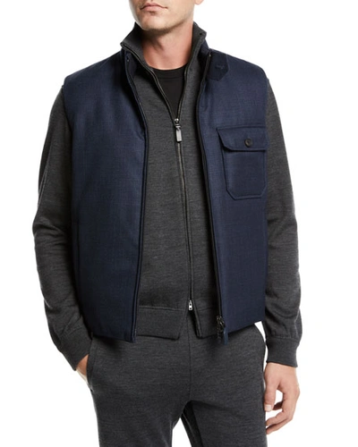 Brioni Men's Reversible Zip-front Vest In Blue