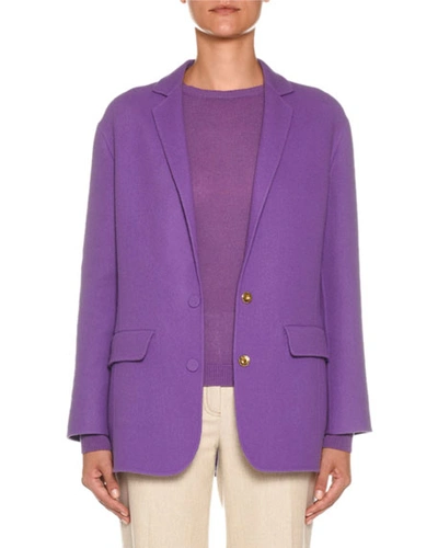 Agnona Wool-cashmere Boyfriend Blazer In Purple