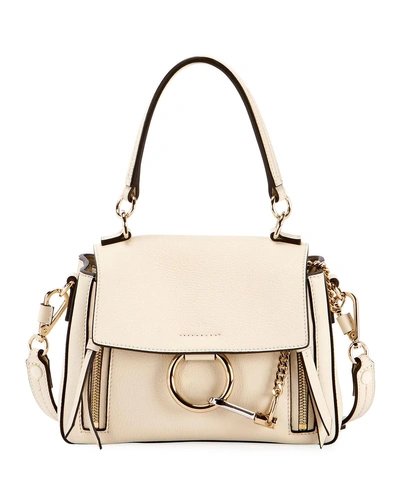Chloé Faye Daye Mini Leather/suede Shoulder Bag In White