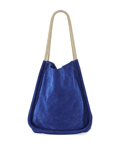 Proenza Schouler Extra Large Suede Tote Bag With Rope Handles In Bright Blue