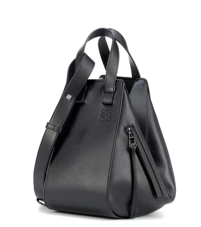 Loewe Hammock Small Textured-leather Shoulder Bag In Black