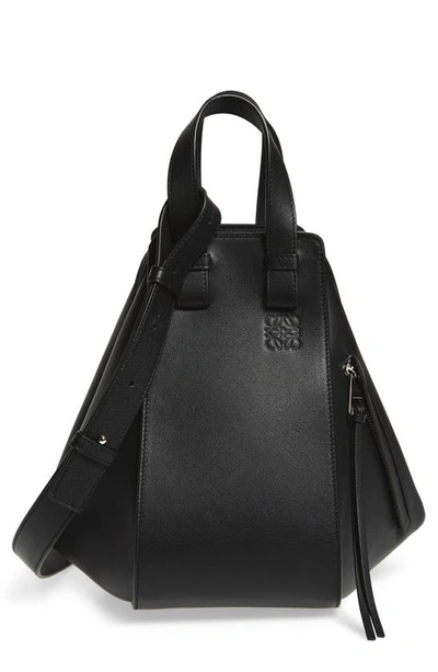 Loewe Hammock Small Textured-leather Shoulder Bag In Black