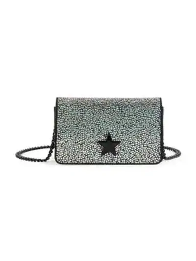 Stella Mccartney Mini Stella Star Rhinestone Shoulder Bag In Black