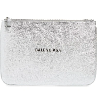 Balenciaga Everyday Large Pouch Clutch Bag In Argent/ Noir
