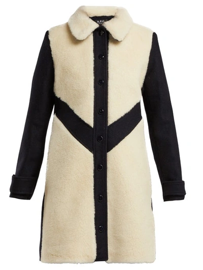 Apc Ollie Wool-blend Coat In Faux Noir