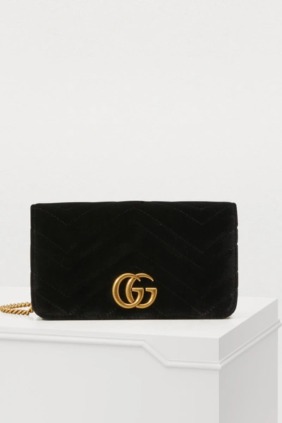 Gucci Gg Marmont Velvet Supermini Bag In Black