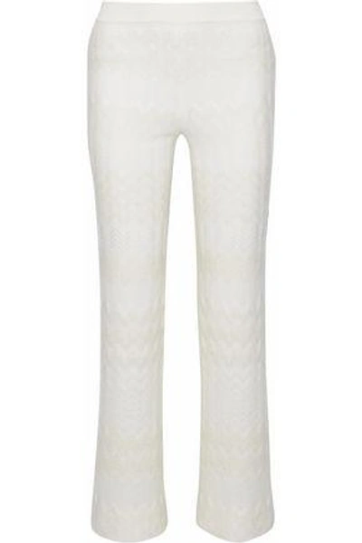 Missoni Woman Crochet-knit Straight-leg Pants Off-white