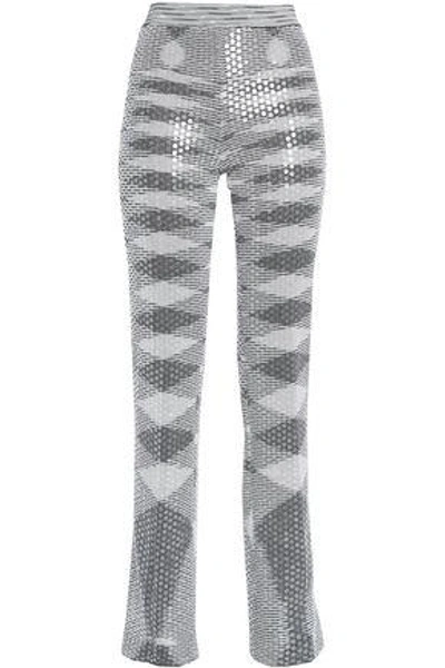 Missoni Woman Sequin-embellished Metallic Jacquard-knit Straight-leg Pants Light Gray