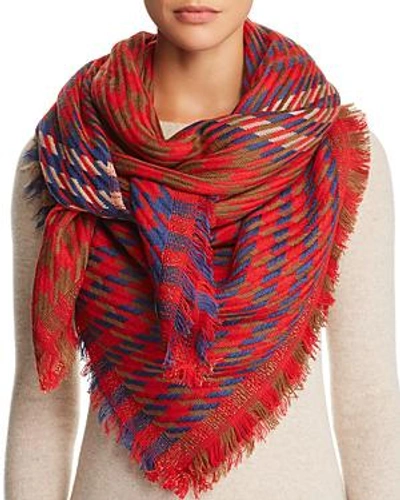 Jane Carr Houndstooth Scarf In Red