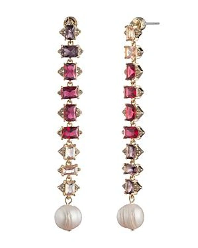 Carolee Crystal & Freshwater Pearl (12mm) Linear Drop Earrings In Pink