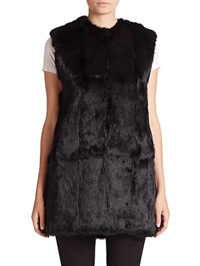 Adrienne Landau Rabbit Fur Vest In Black