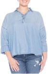 Slink Jeans Lace-up Top In Sky