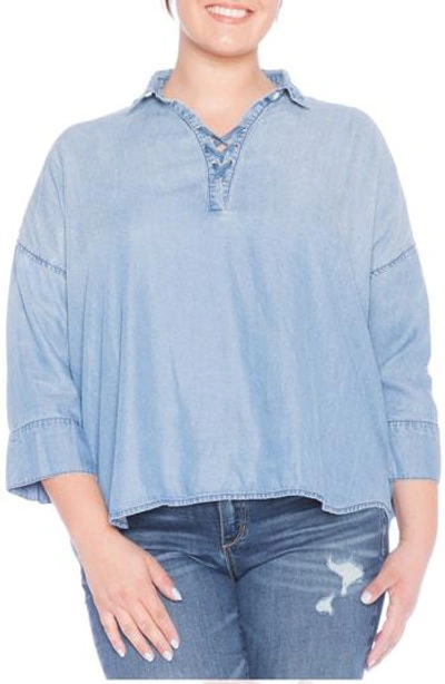 Slink Jeans Lace-up Top In Sky