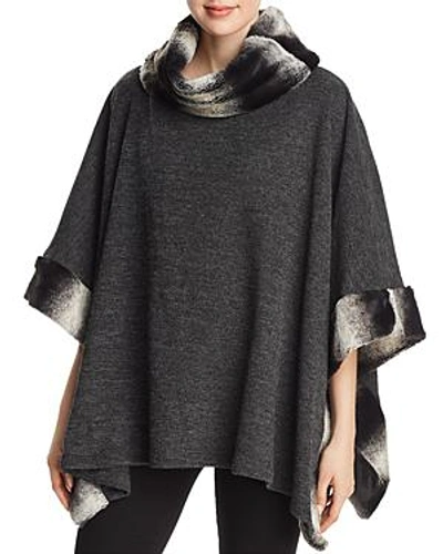 Capote Faux-fur-trim Poncho In Charcoal