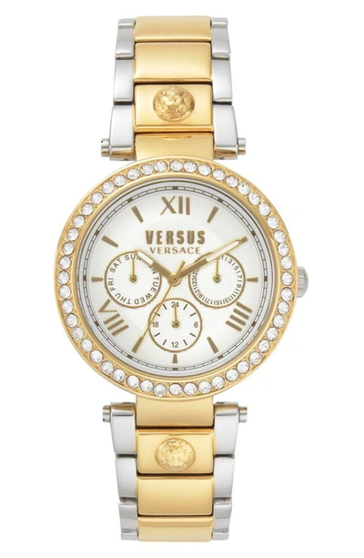 Versace Camden Market Multifunction Bracelet Watch, 38mm In Gold / Silver/ Gold