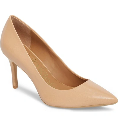 Calvin Klein 'gayle' Pointy Toe Pump In Blush/ Nude Leather