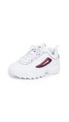 Fila Disruptor Ii Premium Repeat Sneakers In White/ Navy/ Red