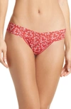 Hanky Panky I Heart Peppermint Low-rise Lace Thong In Red Multi