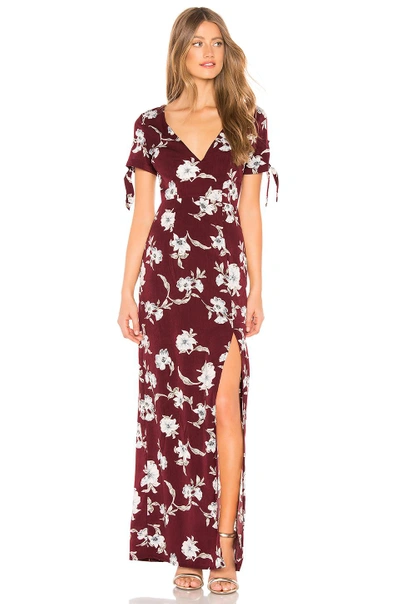 About Us Aubrey Maxi Dress In Wine Red Floral