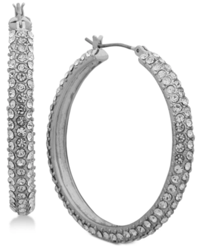 Dkny Micro-pave 1 2/3" Hoop Earrings In Silver
