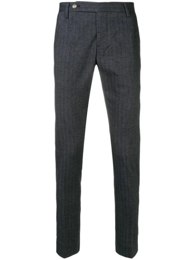 Entre Amis Slim Fit Pinstripe Trousers In Grey