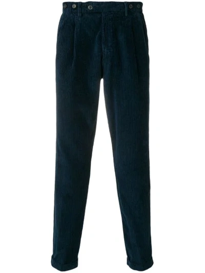 Berwich Corduroy Tapered Trousers In Blue