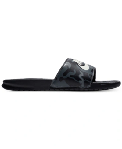 Nike Men's Benassi Just Do It Print Slide Sandals From Finish Line In Black/summit White