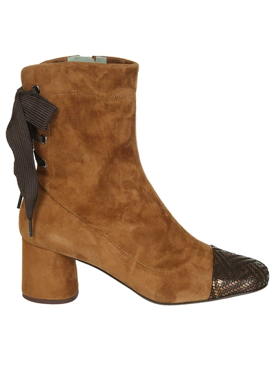 Paola D'arcano Side Zip Ankle Boots In Cuoio