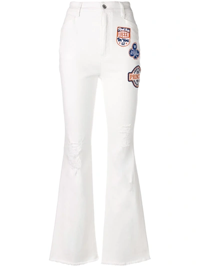 Dolce & Gabbana Applique Patch Flared Jeans In White