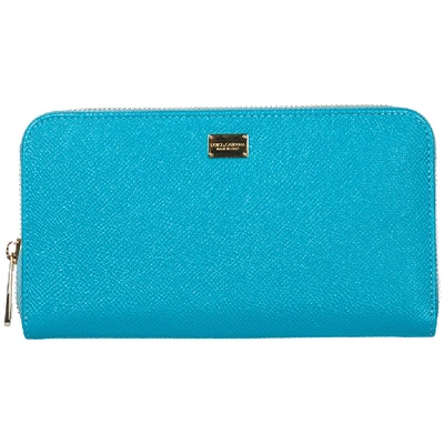 Dolce & Gabbana Logo Plaque Zip Wallet In Blue