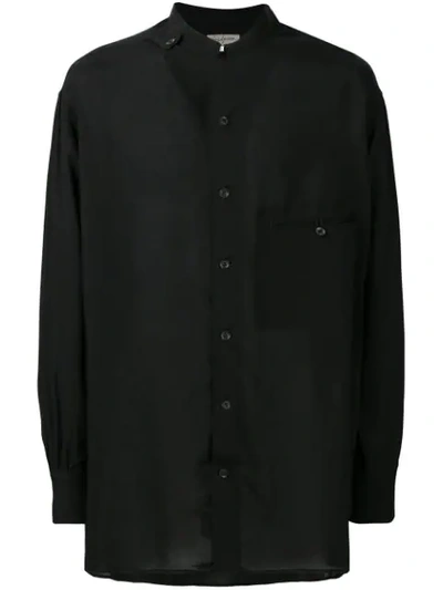 Yohji Yamamoto Mandarin Collar Shirt In Black