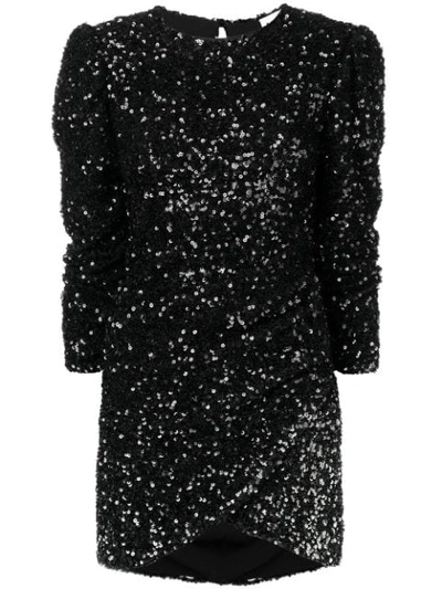 Ainea Sequinned Ruched Dress In Black