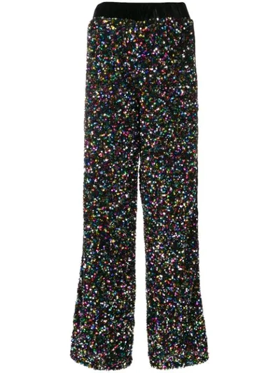 Ainea Sequinned Flared Trousers - Black