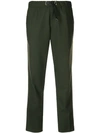 White Sand Side Stripes Trousers In Green