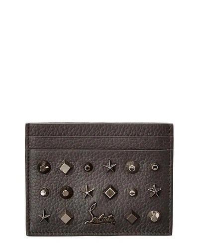 Christian Louboutin Kios Leather Card Case In Grey