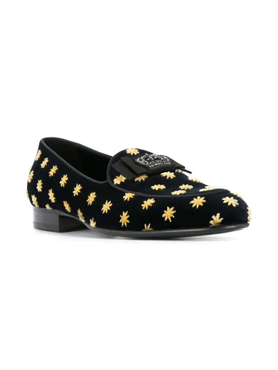 Dolce & Gabbana Embroidered Loafers In Blue