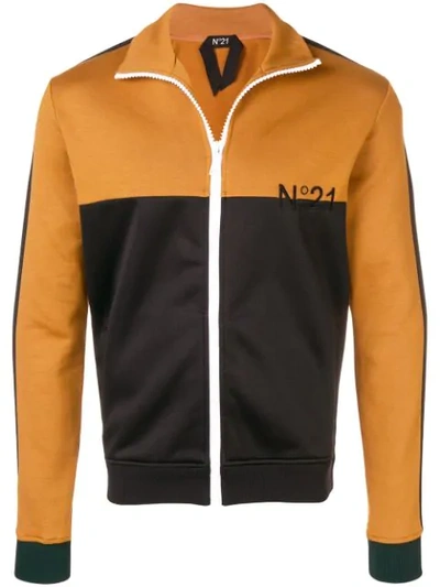 N°21 Nº21 Colourblock Logo Track Top - Brown