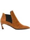 Lanvin Twisted Heel Ankle Boots In Brown