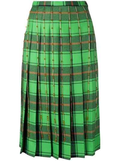 Marco De Vincenzo Pleated Check Skirt - Green