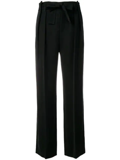 Vince Belted Pleated Trousers In Black