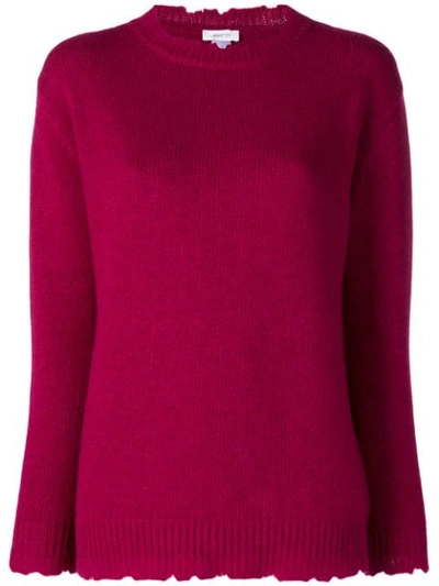 Avant Toi Distressed Crew Neck Sweater In Pink